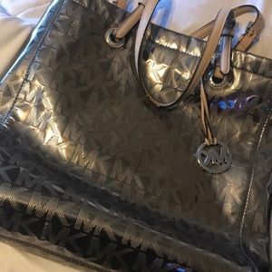 Micheal Kors silver metallic purse